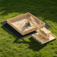 AIYAPLAY Arenero para Niños de Madera con Excavadora Arenero Infantil con Asiento Giratorio 360° y Forro 184x90x56 cm Natural(m-10)