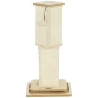 PawHut Arranhador 3-in-1 com pista de jogo, bola de brincar, sisal, até 5 kg, 34 x 34 x 67 cm, Carvalho/Creme(m-6)