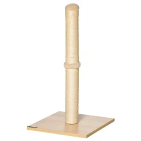 PawHut Coluna de Arranhar 60 cm de altura Arranhador para gatos até 5 kg com corda de sisal, Bege+Carvalho(m-6)