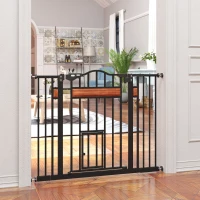 PawHut Cancelletto per Cani di Taglia Media e Piccola con Chiusura Automatica, 74-105x76.2 cm, Nero(m-9)
