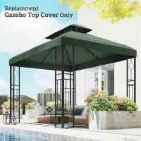 Outsunny Toldo de Recambio 4x3 m con Techo Doble Orificios de Drenaje y Protección UV Solo Toldo NO Incluye Marco Verde(m-10)
