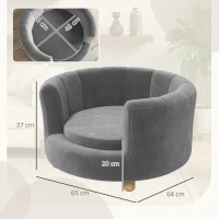 PawHut Cama para animais de estimação para cães e gatos, pés de madeira, elevada, revestimento de flanela, almofada removível, Cinza(m-3)