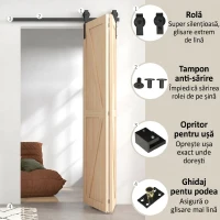 HOMCOM Kit pentru Ușă Glisantă Rabatabilă din Oțel Carbon Negru 122x0.5x4 cm(m-5)