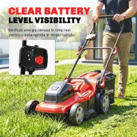 Outsunny Mașină de tuns iarbă electrică 800 W cu lățime de tăiere 40 cm, coș 45L, afișaj baterie, protecție la suprasarcină, 7 trepte de tăiere(m-8)