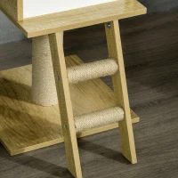 PawHut Árvore de arranhar, até ao teto, casinha para gatos, duas plataformas, rede, proteção anti-tombamento, castanho claro+bege, 40 x 40 x 260 cm(m-5)
