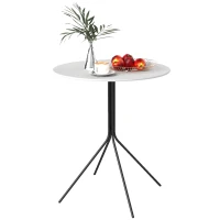 Outsunny Runder Gartentisch Ø 60 cm, Terrassentisch mit Stahlgestell, für Innen- und Außenbereich, dunkelgrau(m-8)