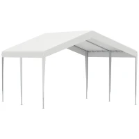Outsunny Foisor 4x4m cu Acoperis de Protectie impotriva Razelor UV, Ploaie si Vant pentru Vehicule, Nunti si Petreceri - Alb(m-1)