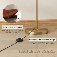 HOMCOM Lampada da Terra a LED con Telecomando, Luce Regolabile su 11 Colori di Temperatura e 11 Luminosità, Oro(m-5)