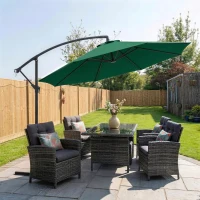 Outsunny Ombrellone da Giardino 3x2.5 m, Inclinabile con Base a Croce e Manovella, in Acciaio e Poliestere(m-10)
