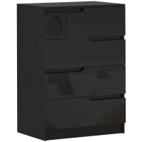 HOMCOM Commode 4 Tiroirs Moderne et Minimaliste en Bois, 60x40x85 cm, Noir brillant