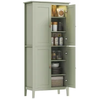 HOMCOM Küchenbuffet, hoher Aufbewahrungsschrank mit verstellbarer LED und Bewegungsmelder, 80 x 40 x 176,5 cm, grün(m-7)