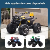 HOMCOM Quadriciclo Elétrico 12V com Farol Música Pneus Suspensão Botões Avance Retrocesso 3-5 Anos Amarelo 100x65x73cm(m-13)