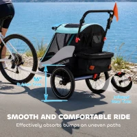 AIYAPLAY 2 w 1 przyczepka rowerowa i wózek składana, przyczepka dla dzieci z pasem 5-punktowym, odblaskami, pneumatycznymi oponami 40,64 cm, hamulec(m-6)