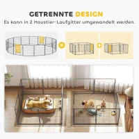 PawHut Cercado para filhotes, 16 peças parque para filhotes dobrável com porta para cães pequenos e médios, 3,2 x 3,2 x 0,8 m, Cinza(m-5)
