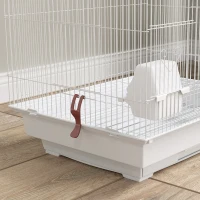 PawHut Gabbia per Uccelli, Voliera con Maniglia e Porte, Gabbietta con Altalena, Ciotole e Giochi, 46x36x100 cm, Bianco(m-9)