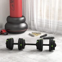 SPORTNOW Set 2 in 1 con 2 Manubri Convertibili in Bilanciere, Peso Totale 25 kg e Dischi Pesi Regolabili, Nero(m-10)