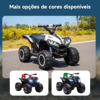 HOMCOM Quadriciclo Elétrico para Crianças de 3-5 Anos Veículo Eléctrico a Bateria 12V com 2 Motores 83x53x55,5cm Branco(m-12)