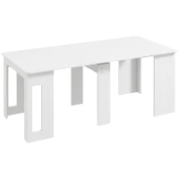 HOMCOM Klapptisch Esstisch, Küchen-Klapptisch ausziehbar bis zu 6 Personen, für kleine Räume, Esszimmer, Weiß(m-1)