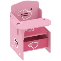 AIYAPLAY Kinder-Tisch-und-Stuhl-Set 3-5 Jahre aus MDF mit Herzmotiven, integrierter Aufbewahrung, Rosa(m-6)