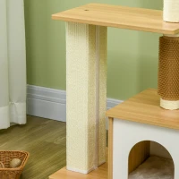 PawHut Arranhador Árvore para Gatos Casa para Gatos, 1 Cama para Gato, 1 Área de Descanso, 59,5 cm x 39,5 cm x 114 cm, Marrom + Branco(m-4)