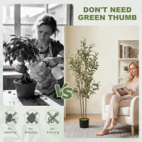 HOMCOM Decorative Artificial Plant, 148 cm Silk Olive Tree with 553 Leaves in Cement Pot, Fake Plant(m-6)