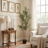 HOMCOM Decorative Artificial Plant, 148 cm Silk Olive Tree with 553 Leaves in Cement Pot, Fake Plant(m-9)