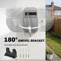 Outsunny Tambur furtun de perete 40+2 m x Ø 15mm, tambur pentru furtun de apă retractabil automat pivotant la 180°, Gri(m-7)