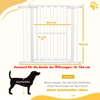 PawHut Portão de proteção para cães, 76-104 cm Grade sem perfuração, Grade para escadas(m-3)