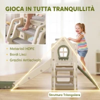 AIYAPLAY Scivolo per Bambini 1-3 Anni con Arrampicata, Canestro, Spazio Portaoggetti, Gradini antiscivolo, Crema(m-6)