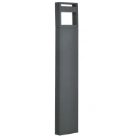 Outsunny Luminária de jardim, Poste de caminho, Poste com LEDs, resistente às intempéries, 16cm x 5cm x 90cm, Cinza escuro(m-4)