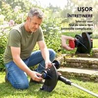 Outsunny Trimmer cu acumulator 2-în-1, lățime de tăiere 30 cm, mâner reglabil, cap motor înclinat pentru grădină și curte, Argintiu(m-4)