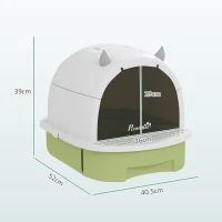 PawHut Enclosed Cat Litter Box w/ Pull-Out Drawer, Scoop, Deodorising Bags for Odour Control, Privacy, Portable, Easy to Clean(m-3)