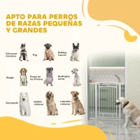 PawHut Puerta para Perros con Ancho Ajustable 76-104 cm Barrera de Seguridad para Perros con 2 Extensiones Blanco(m-4)