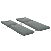 Outsunny Set 2 Cuscini per Sdraio da Esterno Imbottiti in Cotone con Cinghie, 196x55x8 cm, Grigio Scuro