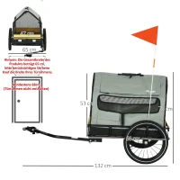 PawHut Reboque para cães Reboque para bicicleta Reboque para animais, 1 bandeira, para cães até 10 kg, Verde + Preto(m-3)