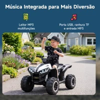 HOMCOM Quadriciclo Elétrico para Crianças de 3-5 Anos Veículo Eléctrico a Bateria 12V com 2 Motores 83x53x55,5cm Branco(m-6)