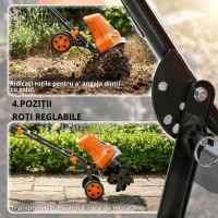 Outsunny Motobineusă electrică 1500W cu mâner pliabil, lățime de lucru 40 cm, adâncime de arat 9 cm, 6 lame, portocaliu(m-6)