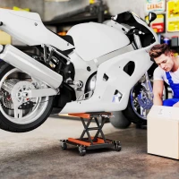 HOMCOM Elevador para motocicleta 500 kg Capacidade Plataforma elevadora 13,5-39 cm Altura ajustável Aço Laranja(m-2)