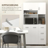 HOMCOM Küchenschrank, Buffet, 3 Schubladen, 3 Regale, viel Stauraum, 89x39,5x168cm, Weiß(m-7)