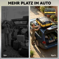 Outsunny Wasserdicht Dachbox Auto 425L für Fahrzeugdächer mit/ohne Gepäckträger Gepäckbox mit 8 Verstärkte Gurte Türhaken Gelb(m-4)