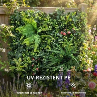 Outsunny Set de 6 Garduri Vii Artificiale pentru Ascundere Grădină 50x50 cm Tip Milano Montaj Ușor Anti-UV pentru Terasă Balcon Verde(m-6)