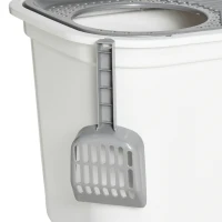 PawHut Maison de toilette Bac à litière pour chat double porte battante et supérieure, pelle fourni, 44L x 55l x 39H cm, blanc(m-11)