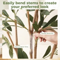 HOMCOM Decorative Artificial Plant, 148 cm Silk Olive Tree with 553 Leaves in Cement Pot, Fake Plant(m-7)