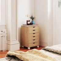 HOMCOM Comodă pentru Birou cu 6 Sertare, 4 Roți și Blocare, 40x35x63cm, Stejar(m-7)