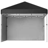 Outsunny Pavilion de Grădină Pliabil cu Înălțime Ajustabilă, 2 Pereți și Geantă Inclusă, 297x297x288 cm, Negru(m-10)
