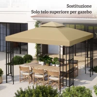 Outsunny Tetto di Ricambio per Gazebo 3x3m a 2 Livelli e Resistente ai Raggi UV, Beige(m-6)