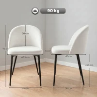 HOMCOM Lot de 2 chaises salle à manger chaise de cuisine scandinave chaise en velours rembourrée avec pieds effilés en métal(m-3)