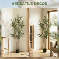 HOMCOM Decorative Artificial Plant, 148 cm Silk Olive Tree with 553 Leaves in Cement Pot, Fake Plant(m-8)