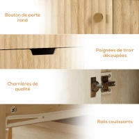 HOMCOM Buffet Wohnzimmer Aufbewahrungsmöbel mit Türen, verstellbarer Ablage und offenem Fach, 60x30x81cm, bois naturel(m-4)