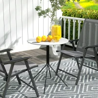 Outsunny Runder Gartentisch Ø 60 cm, Terrassentisch mit Stahlgestell, für Innen- und Außenbereich, dunkelgrau(m-6)